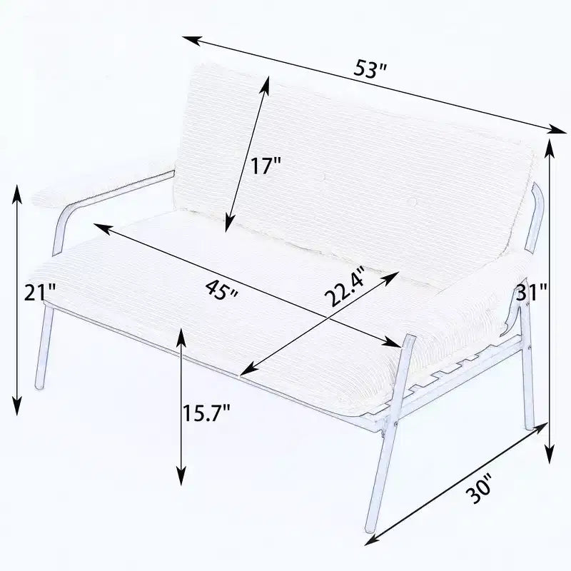 Canapé compact vert de 53 pouces pour petits espaces, salon et chambre