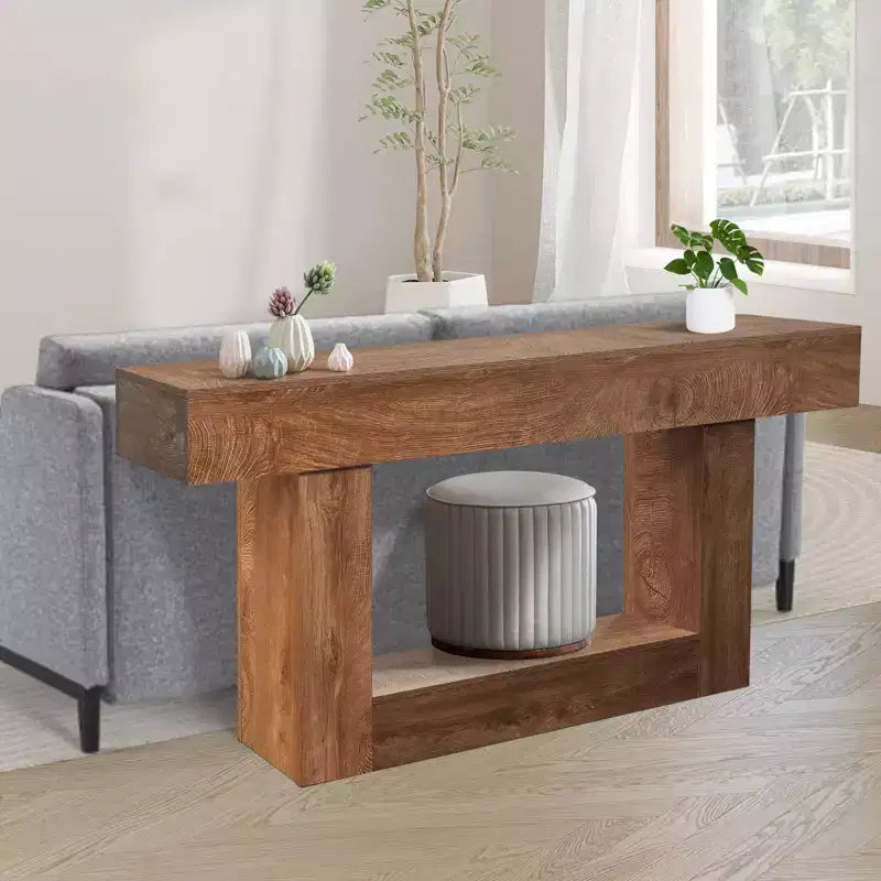 Console rustique 63" - Table d'appoint étroite marron pour canapé avec rangement (pour entrée/salon/foyer)