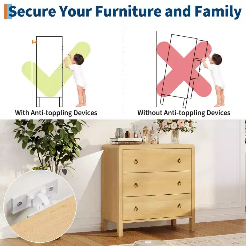 Commode haute à tiroirs multiples avec poignées en métal, meuble de rangement autoportant pour chambre à coucher et salon