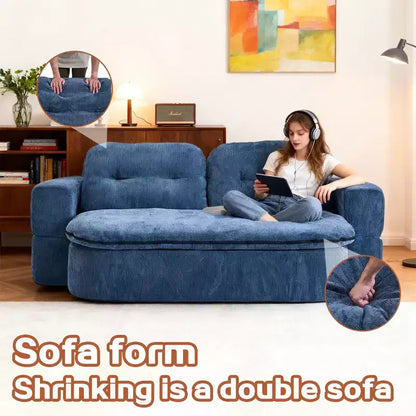 Canapé futon de sol convertible en tissu chenille avec dossier confortable et oreillers, salon et chambre à coucher