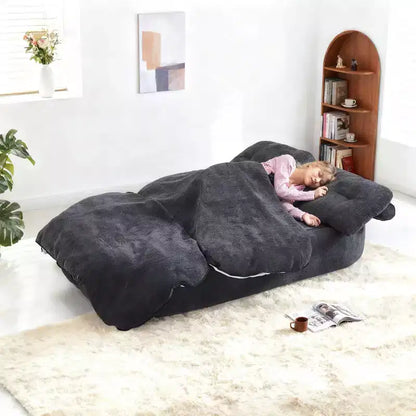 Canapé futon de sol convertible en tissu chenille avec dossier confortable et oreillers, salon et chambre à coucher