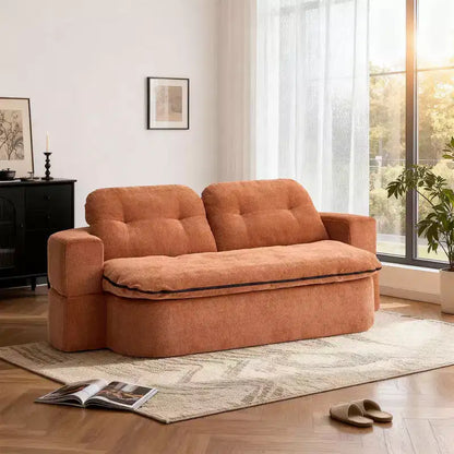 Canapé futon de sol convertible en tissu chenille avec dossier confortable et oreillers, salon et chambre à coucher
