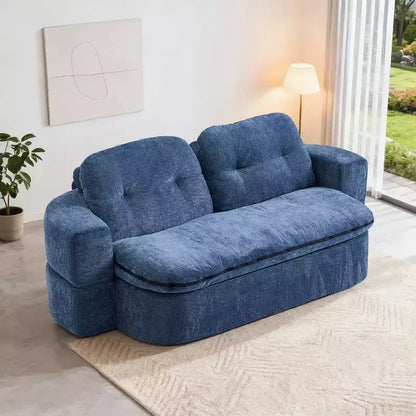Canapé futon de sol convertible en tissu chenille avec dossier confortable et oreillers, salon et chambre à coucher