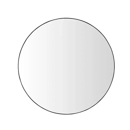 Miroir mural rond moderne 36 po avec cadre en aluminium étroit, pour salle de bain et salon, noir