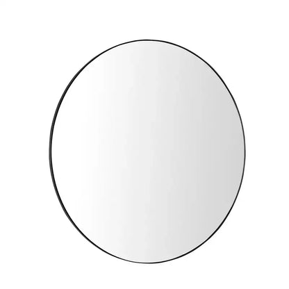 Miroir mural rond moderne 36 po avec cadre en aluminium étroit, pour salle de bain et salon, noir