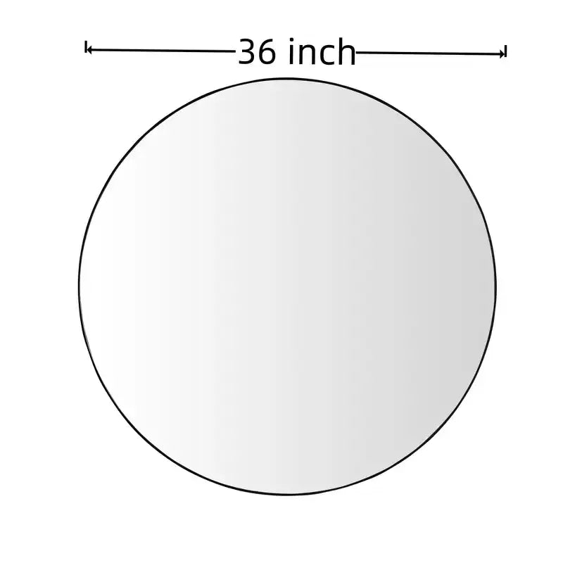 Miroir mural rond moderne 36 po avec cadre en aluminium étroit, pour salle de bain et salon, noir
