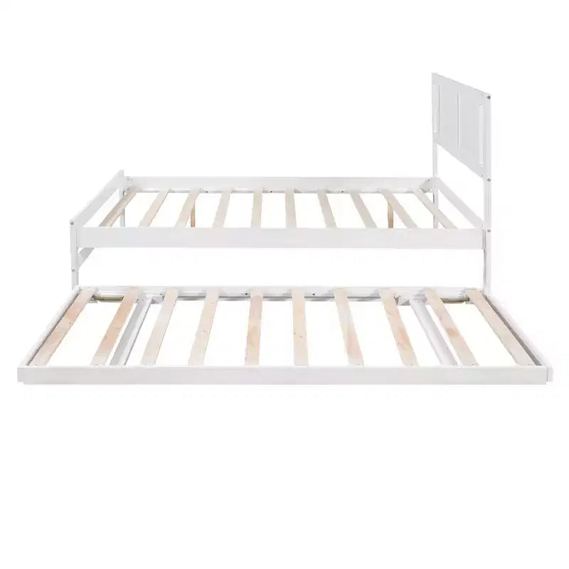 Lit plateforme double avec lit gigogne réglable simple, cadre de lit double en bois avec tête de lit pour chambre à coucher