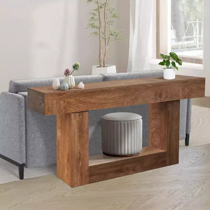Console rustique 63" - Table d'appoint étroite marron pour canapé avec rangement (pour entrée/salon/foyer)