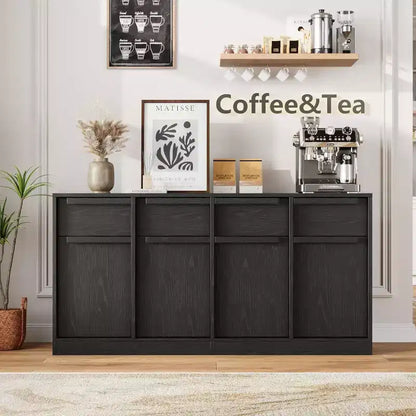 Buffet moderne avec 2 tiroirs, meuble de salle à manger/cuisine de 80 cm, plateau spacieux pour usages multiples et grand espace de rangement.