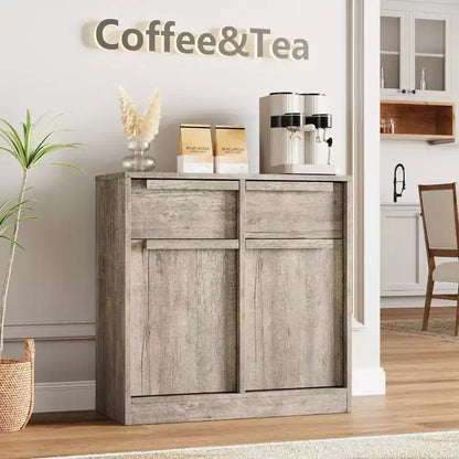 Buffet moderne avec 2 tiroirs, meuble de salle à manger/cuisine de 80 cm, plateau spacieux pour usages multiples et grand espace de rangement.