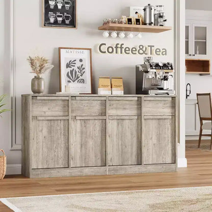 Buffet moderne avec 2 tiroirs, meuble de salle à manger/cuisine de 80 cm, plateau spacieux pour usages multiples et grand espace de rangement.