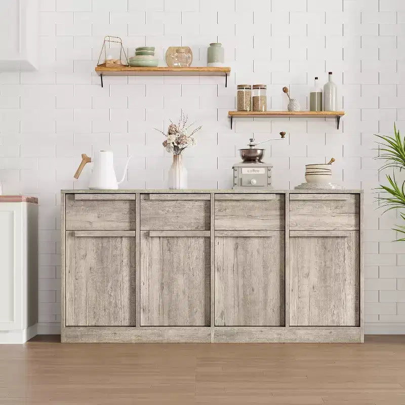 Buffet moderne avec 2 tiroirs, meuble de salle à manger/cuisine de 80 cm, plateau spacieux pour usages multiples et grand espace de rangement.
