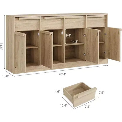 Buffet moderne avec 2 tiroirs, meuble de salle à manger/cuisine de 80 cm, plateau spacieux pour usages multiples et grand espace de rangement.