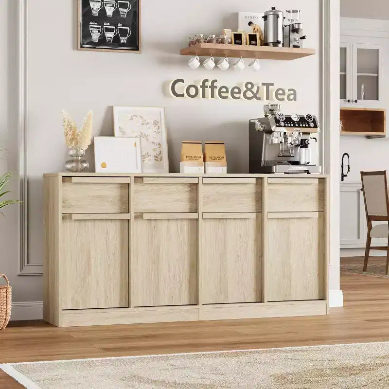 Buffet moderne avec 2 tiroirs, meuble de salle à manger/cuisine de 80 cm, plateau spacieux pour usages multiples et grand espace de rangement.
