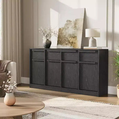 Buffet moderne avec 2 tiroirs, meuble de salle à manger/cuisine de 80 cm, plateau spacieux pour usages multiples et grand espace de rangement.