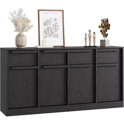 Buffet moderne avec 2 tiroirs, meuble de salle à manger/cuisine de 80 cm, plateau spacieux pour usages multiples et grand espace de rangement.