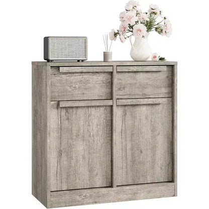 Buffet moderne avec 2 tiroirs, meuble de salle à manger/cuisine de 80 cm, plateau spacieux pour usages multiples et grand espace de rangement.