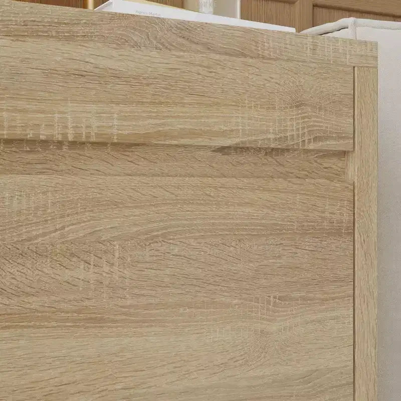 Table de chevet en chêne clair intelligent avec tiroir caché, porte basculante à verrouillage NFC et tiroir inférieur à ouverture par pression, table de chevet