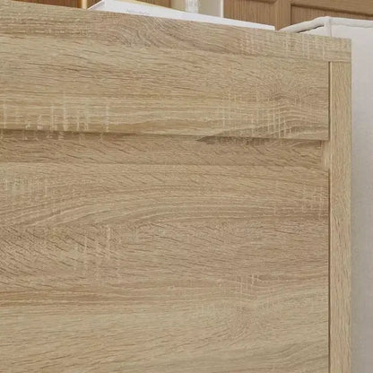 Table de chevet en chêne clair intelligent avec tiroir caché, porte basculante à verrouillage NFC et tiroir inférieur à ouverture par pression, table de chevet