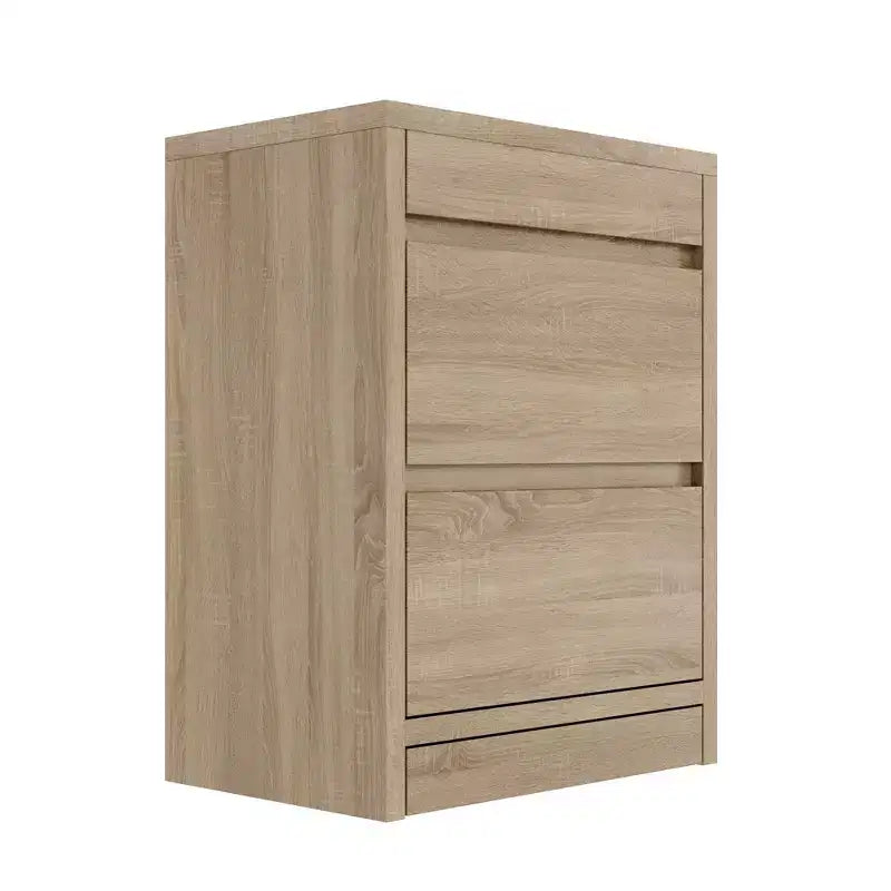 Table de chevet en chêne clair intelligent avec tiroir caché, porte basculante à verrouillage NFC et tiroir inférieur à ouverture par pression, table de chevet