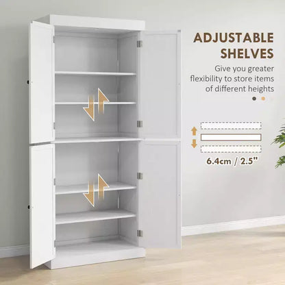 Armoire de cuisine 72, armoire de rangement de garde-manger avec portes et étagères, armoire de garde-manger autoportante à grain de bois
