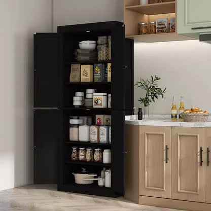 Armoire de cuisine 72, armoire de rangement de garde-manger avec portes et étagères, armoire de garde-manger autoportante à grain de bois