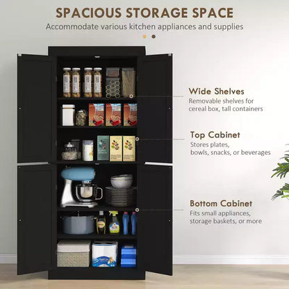 Armoire de cuisine 72, armoire de rangement de garde-manger avec portes et étagères, armoire de garde-manger autoportante à grain de bois