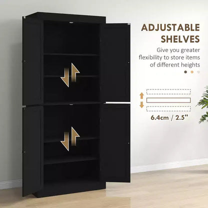 Armoire de cuisine 72, armoire de rangement de garde-manger avec portes et étagères, armoire de garde-manger autoportante à grain de bois