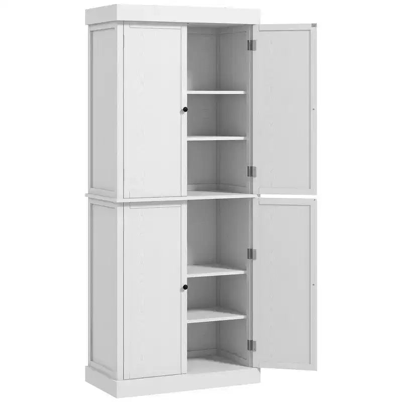 Armoire de cuisine 72, armoire de rangement de garde-manger avec portes et étagères, armoire de garde-manger autoportante à grain de bois