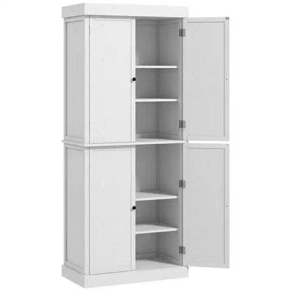 Armoire de cuisine 72, armoire de rangement de garde-manger avec portes et étagères, armoire de garde-manger autoportante à grain de bois