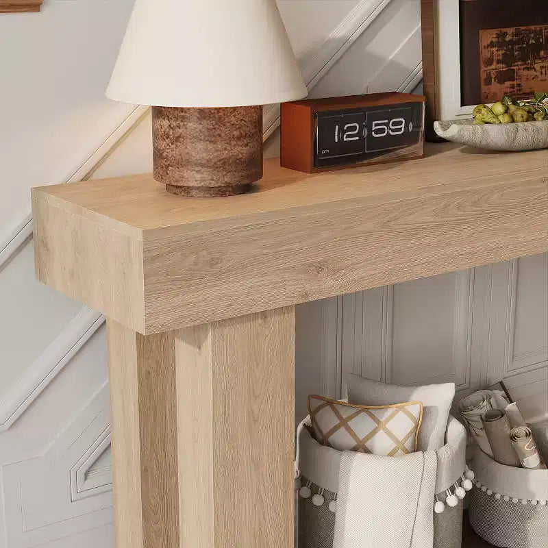 Console rectangulaire étroite de 160 cm, Table d'entrée en bois de style ferme pour couloir, hall d'entrée et salon, Table basse derrière le canapé
