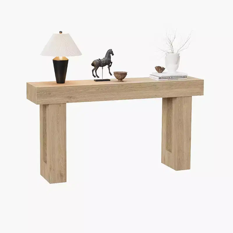 Console rectangulaire étroite de 160 cm, Table d'entrée en bois de style ferme pour couloir, hall d'entrée et salon, Table basse derrière le canapé