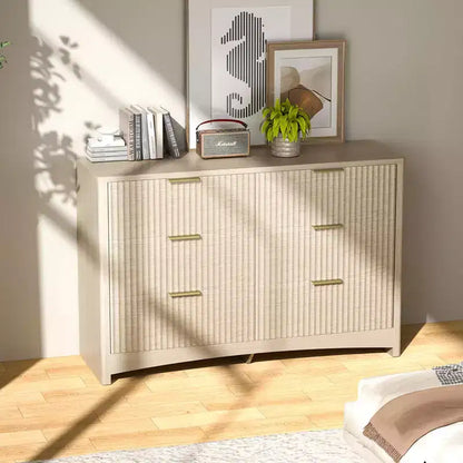 Commode en bois à 6 tiroirs, solution de rangement moderne pour les chambres, les salons et les couloirs, offrant une grande capacité et une élégante finition en bois naturel