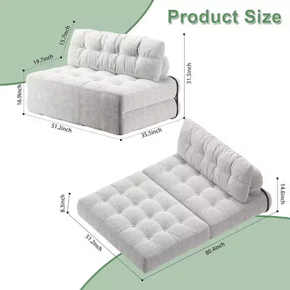 Canapé-lit pliant, Canapé-futon, Canapé-futon convertible en fauteuil-lit, Oreiller matelas pliable soutien dorsal, Canapé-lit portable, Grand format