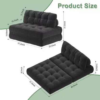 Canapé-lit pliant, Canapé-futon, Canapé-futon convertible en fauteuil-lit, Oreiller matelas pliable soutien dorsal, Canapé-lit portable, Grand format