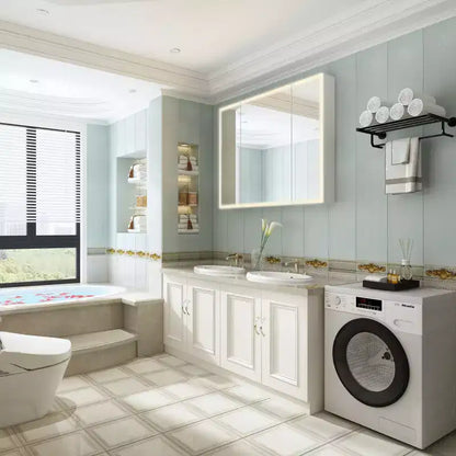 Armoire de toilette à LED avec fonction antibuée, éclairage réglable et grand espace de rangement pour salle de bain