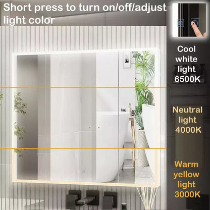 Armoire de toilette à LED avec fonction antibuée, éclairage réglable et grand espace de rangement pour salle de bain
