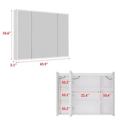 Armoire de toilette à LED avec fonction antibuée, éclairage réglable et grand espace de rangement pour salle de bain