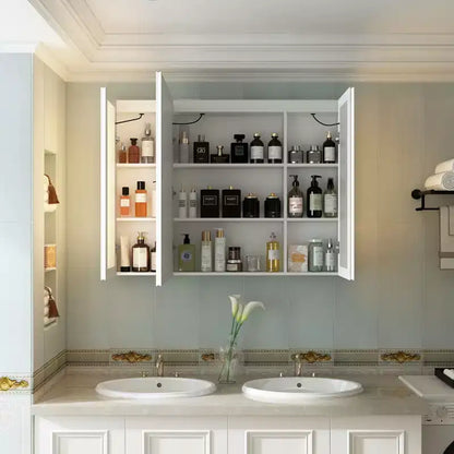 Armoire de toilette à LED avec fonction antibuée, éclairage réglable et grand espace de rangement pour salle de bain