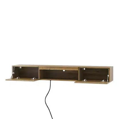 Meuble TV flottant, étagère TV murale avec 16 lumières LED et prise de courant, console murale