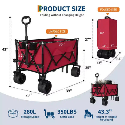 Poussette, Poussette multi-usage robuste - Poussette de plage pliable avec roues tout-terrain et porte-gobelet de plage