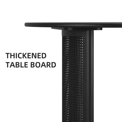 Table à manger ovale 79" pour 6-8 personnes, bord en arc et base tissée en rotin, style moderne ferme, noire