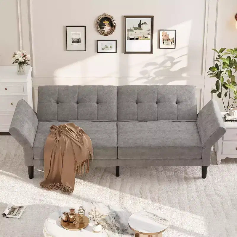 Canapé futon, canapé convertible avec dossier et accoudoirs réglables, canapé-lit futon moderne pour salon, chambre à coucher, appartement