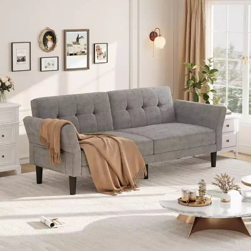 Canapé futon, canapé convertible avec dossier et accoudoirs réglables, canapé-lit futon moderne pour salon, chambre à coucher, appartement