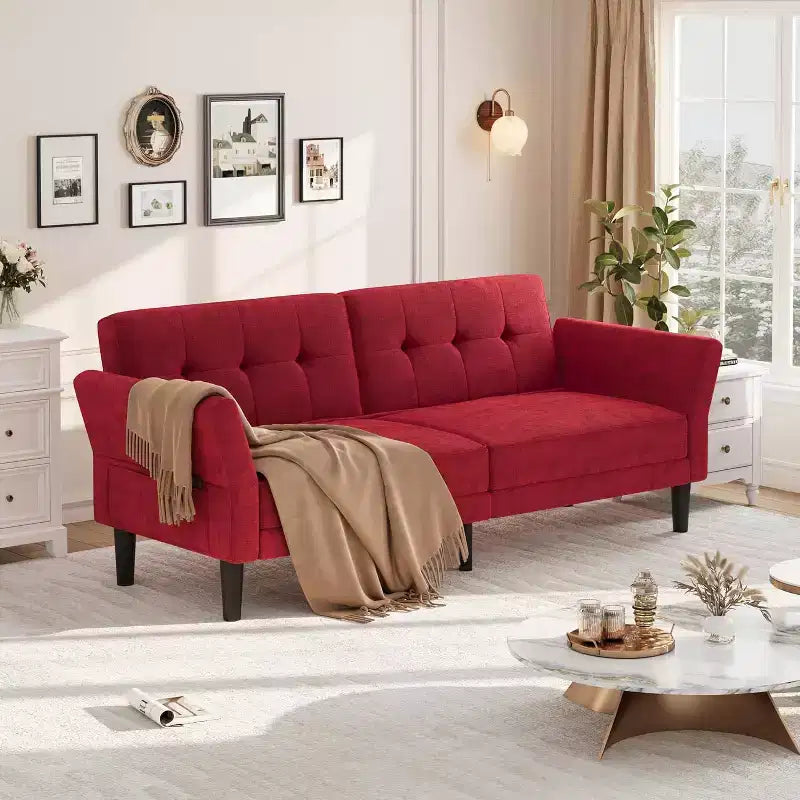 Canapé futon, canapé convertible avec dossier et accoudoirs réglables, canapé-lit futon moderne pour salon, chambre à coucher, appartement