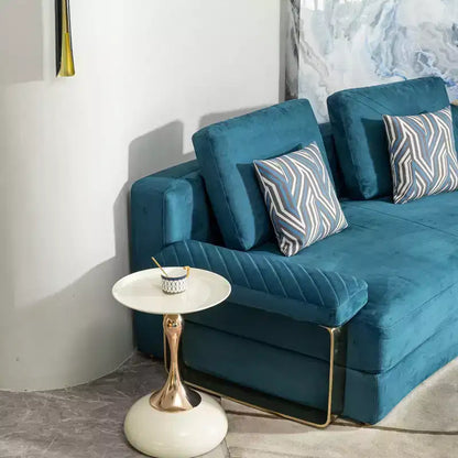 Table d'appoint ronde moderne peu encombrante avec plateau et cadre en métal, table de canapé d'appoint