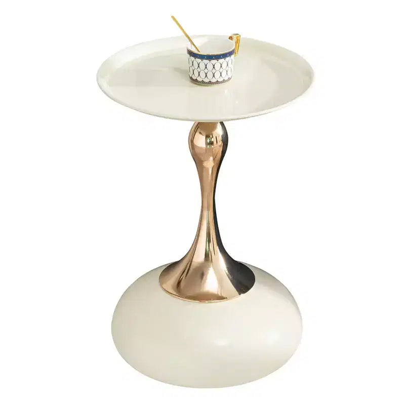 Table d'appoint ronde moderne peu encombrante avec plateau et cadre en métal, table de canapé d'appoint