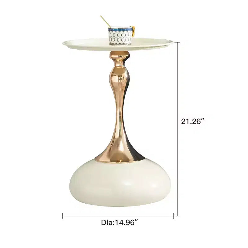 Table d'appoint ronde moderne peu encombrante avec plateau et cadre en métal, table de canapé d'appoint