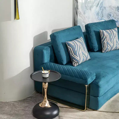 Table d'appoint ronde moderne peu encombrante avec plateau et cadre en métal, table de canapé d'appoint