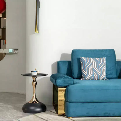 Table d'appoint ronde moderne peu encombrante avec plateau et cadre en métal, table de canapé d'appoint